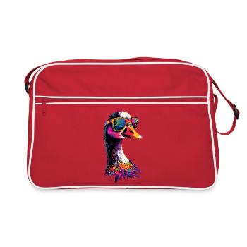 Goose Cute Goose Chicks Goose Chick Duck Small Geese - Retro Bag - red/white - Front