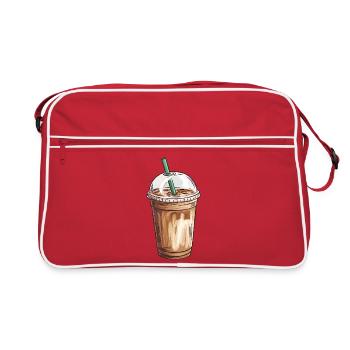 Eiskaffee-Illustration für Café-Enthusiasten - Retro Tasche - Rot/Weiß - Vorne
