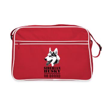 Husky on Board - Retro Tasche - Rot/Weiß - Vorne