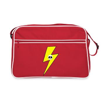 Éclair jaune avec crâne blanc - Sac Retro - rouge/blanc - Devant