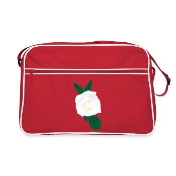 Rose blanche à feuilles vertes - Sac Retro - rouge/blanc - Devant
