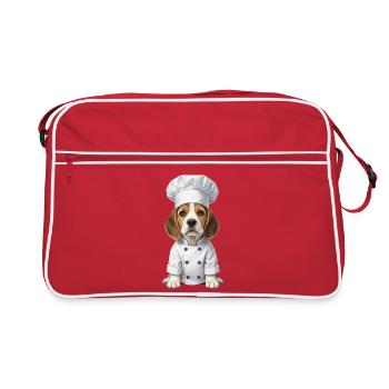 Funny Beagle Chef Cartoon Chef - Retro Bag - red/white - Front