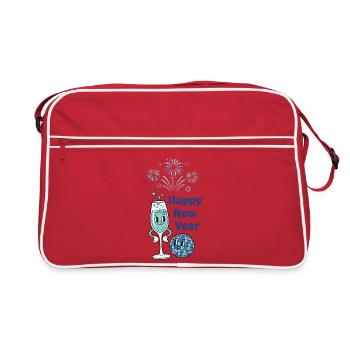 Frohes Neujahrsfeiern Feuerwerk 2026 - Retro Tasche - Rot/Weiß - Vorne