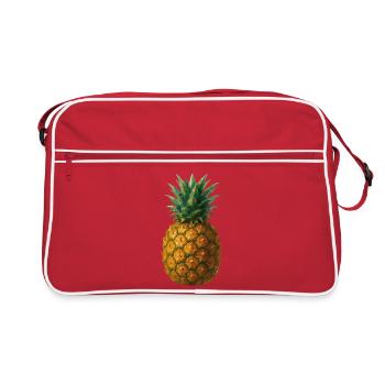 Aquarell-Ananas: Tropische Fruchtkunst - Retro Tasche - Rot/Weiß - Vorne
