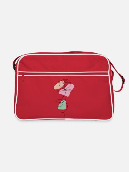 Lineart Rose Pastel - Retro Bag - red/white - Front