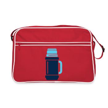 Isolierflasche Wander Logo - Retro Tasche - Rot/Weiß - Vorne