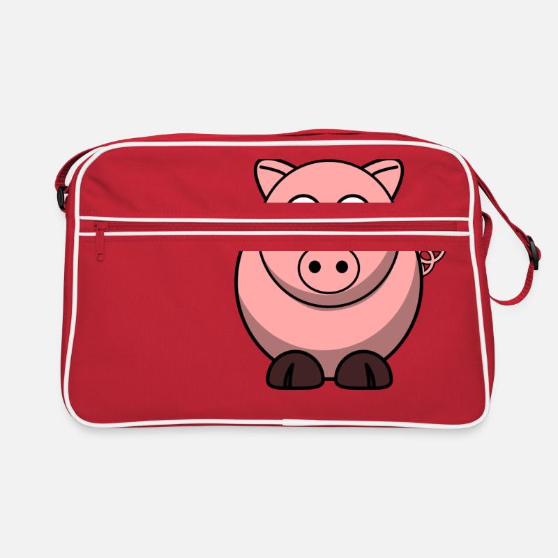 Schweinchen - Retro Tasche - Rot/Weiß