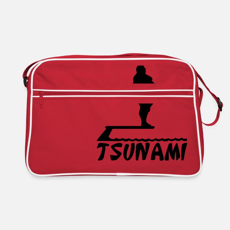 Fettsack Tsunami Silhouette dicker fetter Mann - Retro Tasche - Rot/Weiß