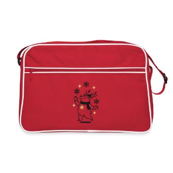 Reindeer dances through starry winter - Retro Bag - red/white - Front