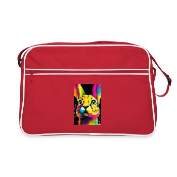 Bunter Hasenkopf  Pop-Art - Retro Tasche - Rot/Weiß - Vorne