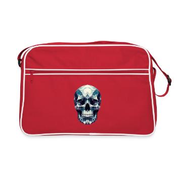 Ein bunter Totenkopf im Polygon-Stil - Retro Tasche - Rot/Weiß - Vorne