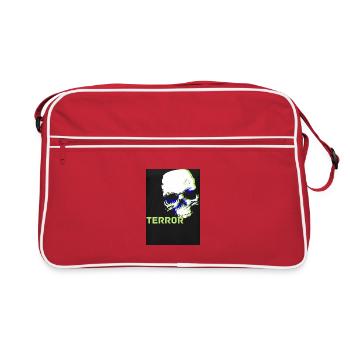 Skull mit Terror Schriftzug für Fans - Retro Tasche - Rot/Weiß - Vorne