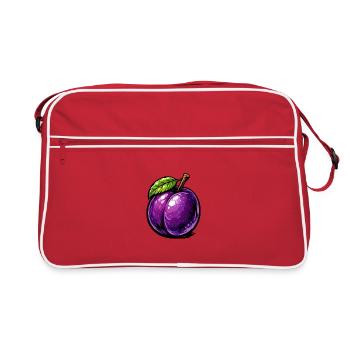 Cartoon plum with rich purple tones and shiny - Retro Bag - red/white - Front