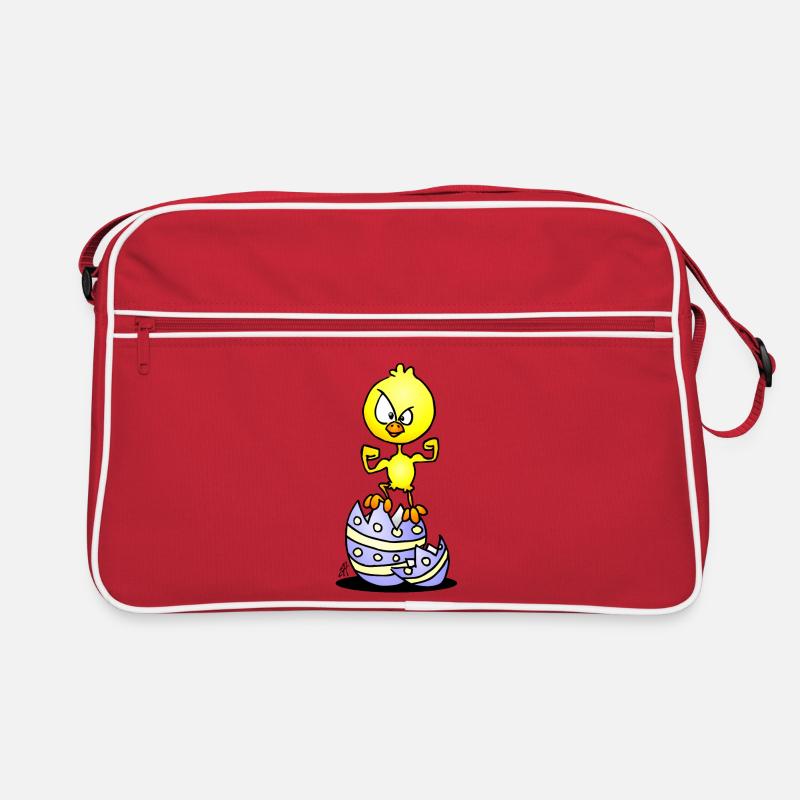Ostern-Küken - Retro Tasche - Rot/Weiß