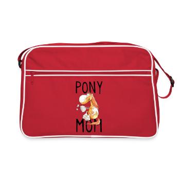 Pony Mom - Ponys - Pferd - Pferde - Fuchs - Comic - Retro Tasche - Rot/Weiß - Vorne