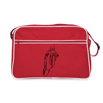 Wheelie extreme avec moto de course - sombre - Sac Retro - rouge/blanc - Devant
