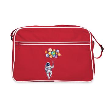 Astronaute tenant des ballons planétaires - Sac Retro - rouge/blanc - Devant
