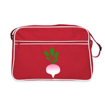 Minimalistic Turnip Botanical Illustration - Retro Bag - red/white - Front
