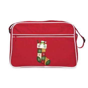 Dessin animé drôle chaussette de Noël avec grenouille - Sac Retro - rouge/blanc - Devant