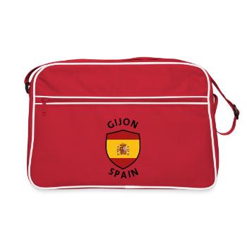Bouclier d’Espagne de Gijón avec drapeau - Sac Retro - rouge/blanc - Devant