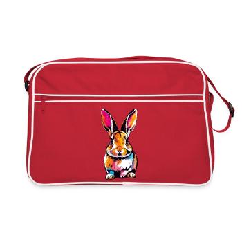 Colorful Bunny PopArt Art Rabbit Motif - Retro Bag - red/white - Front