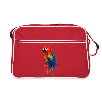 Perroquet ara macao aquarelle oiseau coloré - Sac Retro - rouge/blanc - Devant