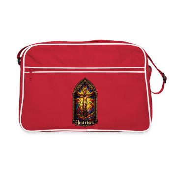 Résurrection Il est Jésus de Pâques ressuscité - Sac Retro - rouge/blanc - Devant