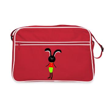 Hase Kinder Hasen Ostern - Retro Tasche - Rot/Weiß - Vorne