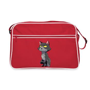 Katze Augenrollen Humor - Retro Tasche - Rot/Weiß - Vorne