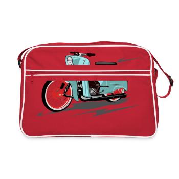 Simson Schwalbe mint, peppermint - Retro Tasche - Rot/Weiß - Vorne