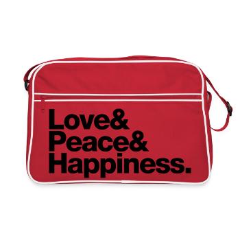 love peace happiness - Retro Bag - red/white - Front