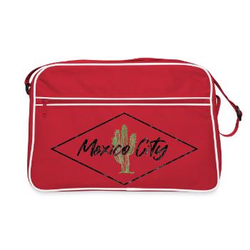 Mexico City Cactus Artwork - Retro Bag - red/white - Front