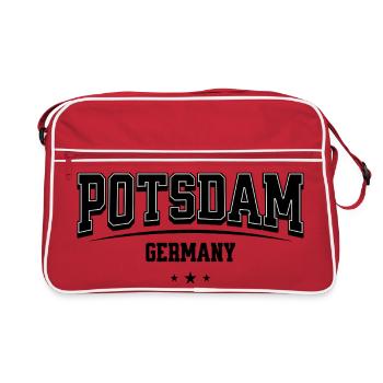 Potsdam College Schriftzug - Retro Tasche - Rot/Weiß - Vorne