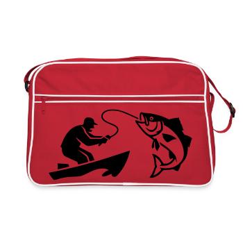 Silhouette de poisson pêcheur bateau - Sac Retro - rouge/blanc - Devant