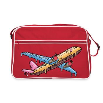 Flugzeug Flieger Eiscreme Kinder Jungen Pilot - Retro Bag - red/white - Front