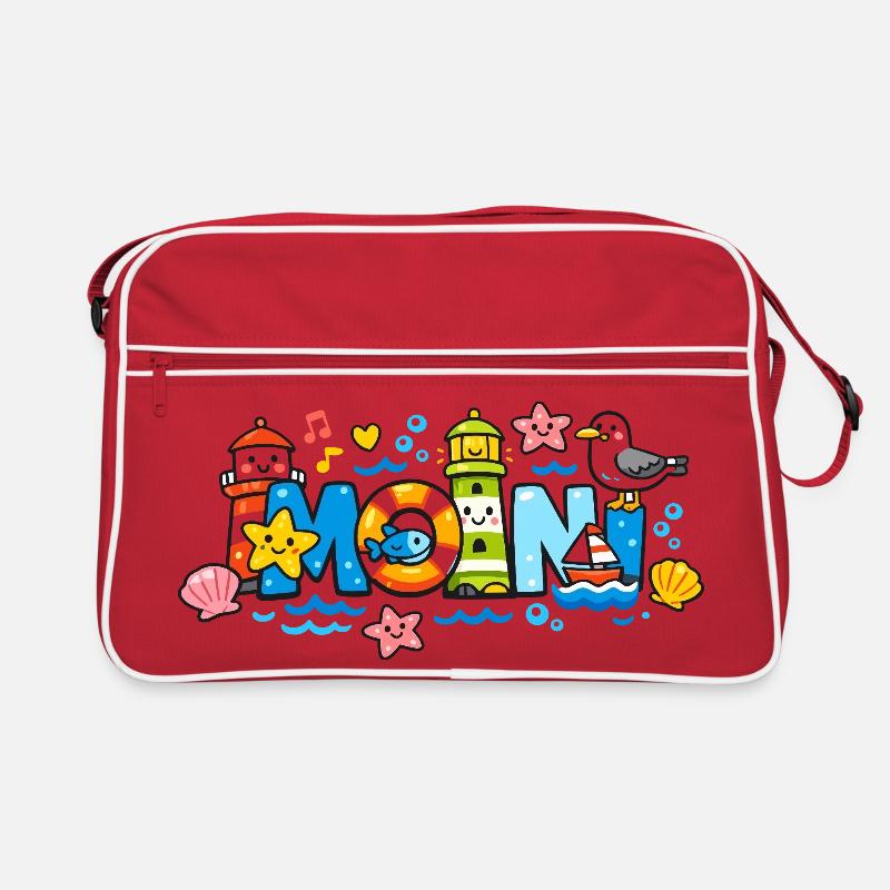 MOIN Möwe Leuchtturm Maritim Bunt Retro Tasche