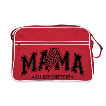 Mama den ganzen Tag - Retro Tasche - Rot/Weiß - Vorne