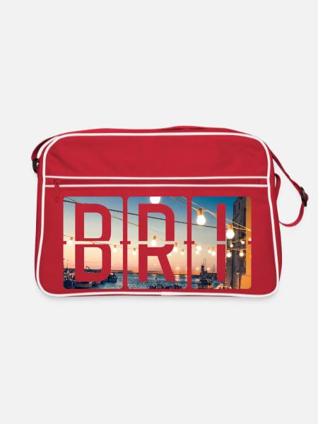 Flughafen Bari BRI - Retro Tasche - Rot/Weiß
