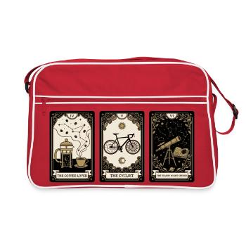 Kaffee Liebhaber Radfahrer Sternenhimmel - Retro Tasche - Rot/Weiß - Vorne