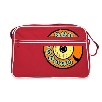 colorful dial vintage retro telephone nostalgia - Retro Bag - red/white - Front