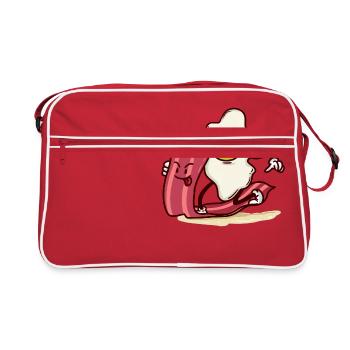 Egg rides bacon slice - Retro Bag - red/white - Front