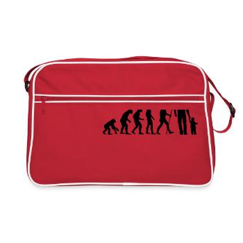 Evolution Vater und Kind Sohn Tochter Geschenk - Retro Tasche - Rot/Weiß - Vorne