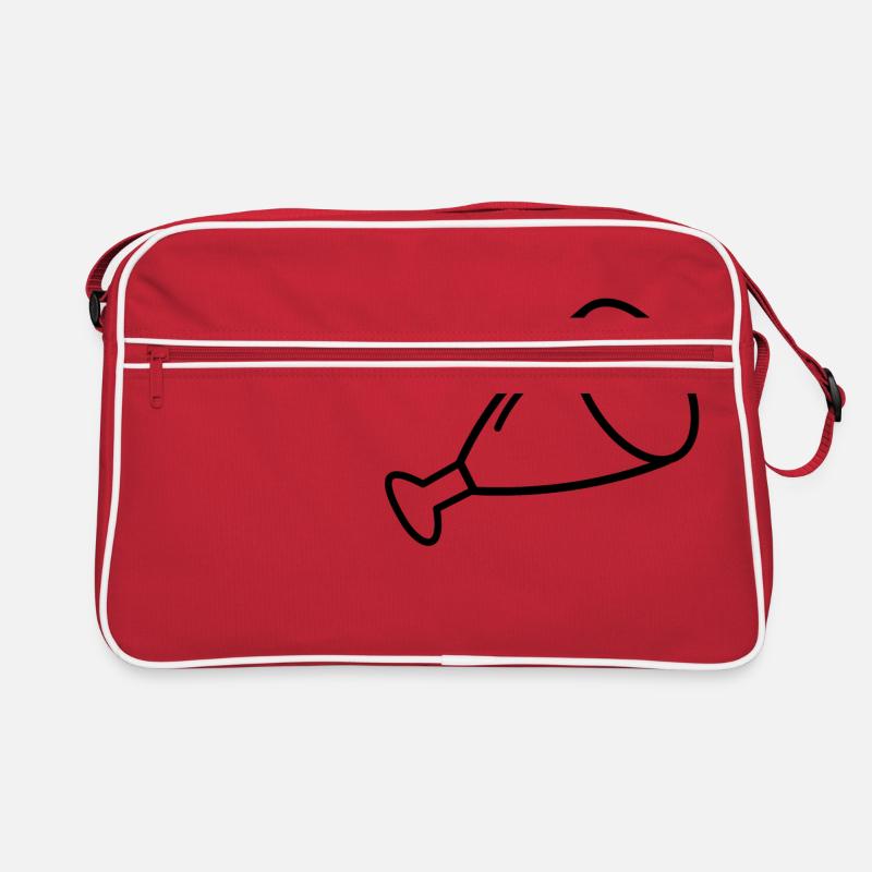 Fleisch Keule Schinken Essen Geschenk Idee - Retro Tasche - Rot/Weiß