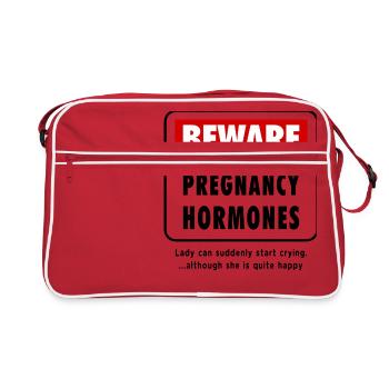 Méfiez-vous des hormones de grossesse Humour de grossesse de bébé - Sac Retro - rouge/blanc - Devant