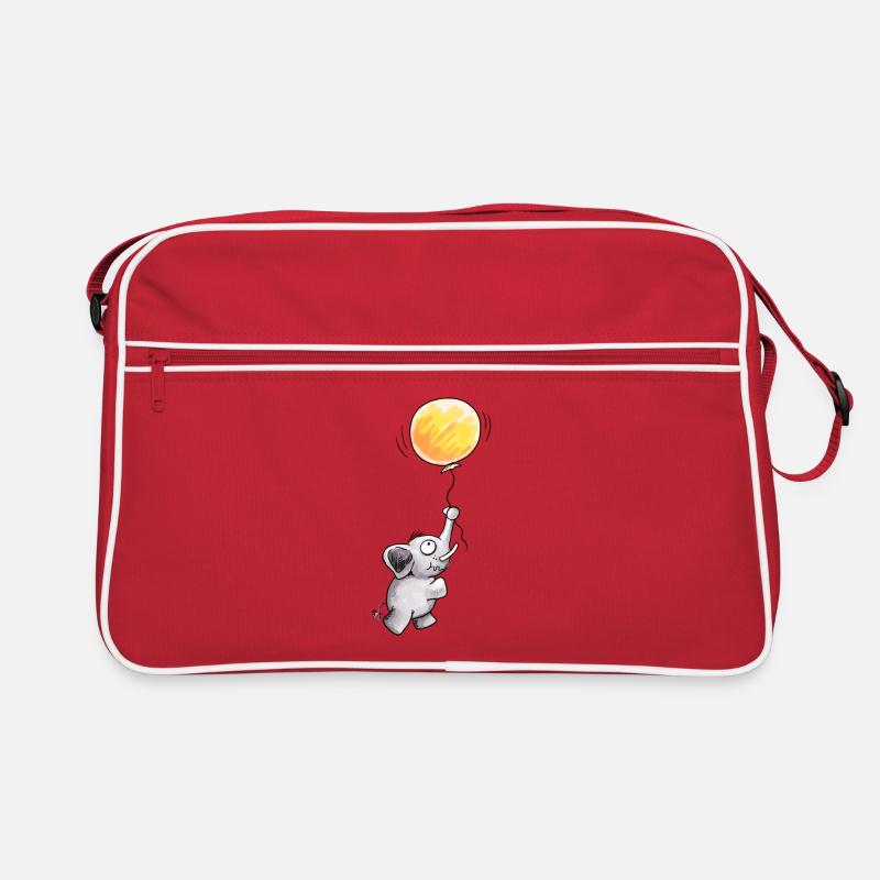 Fly away - Elefant - Retro Tasche - Rot/Weiß