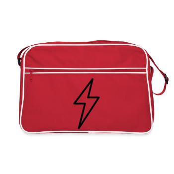 Symbole de foudre Contour Tonnerre Orage - Sac Retro - rouge/blanc - Devant