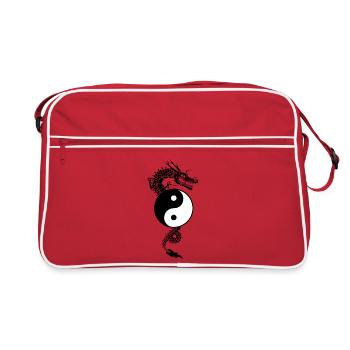 Dragon chinois yin yang - Sac Retro - rouge/blanc - Devant