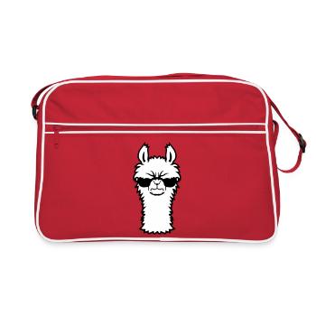 Llama Angry Cool Sunglasses Furry Alpaca Sour - Retro Bag - red/white - Front