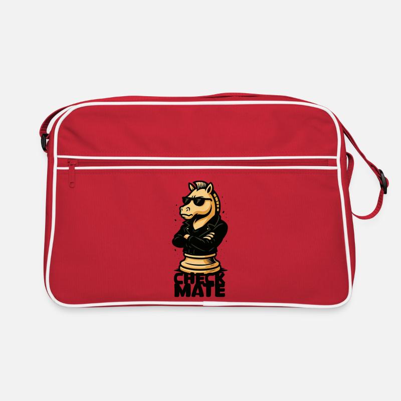 Cool chess rider in leather jacket style Retro Bag