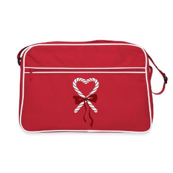Candy Canes Heart Christmas - Retro Bag - red/white - Front